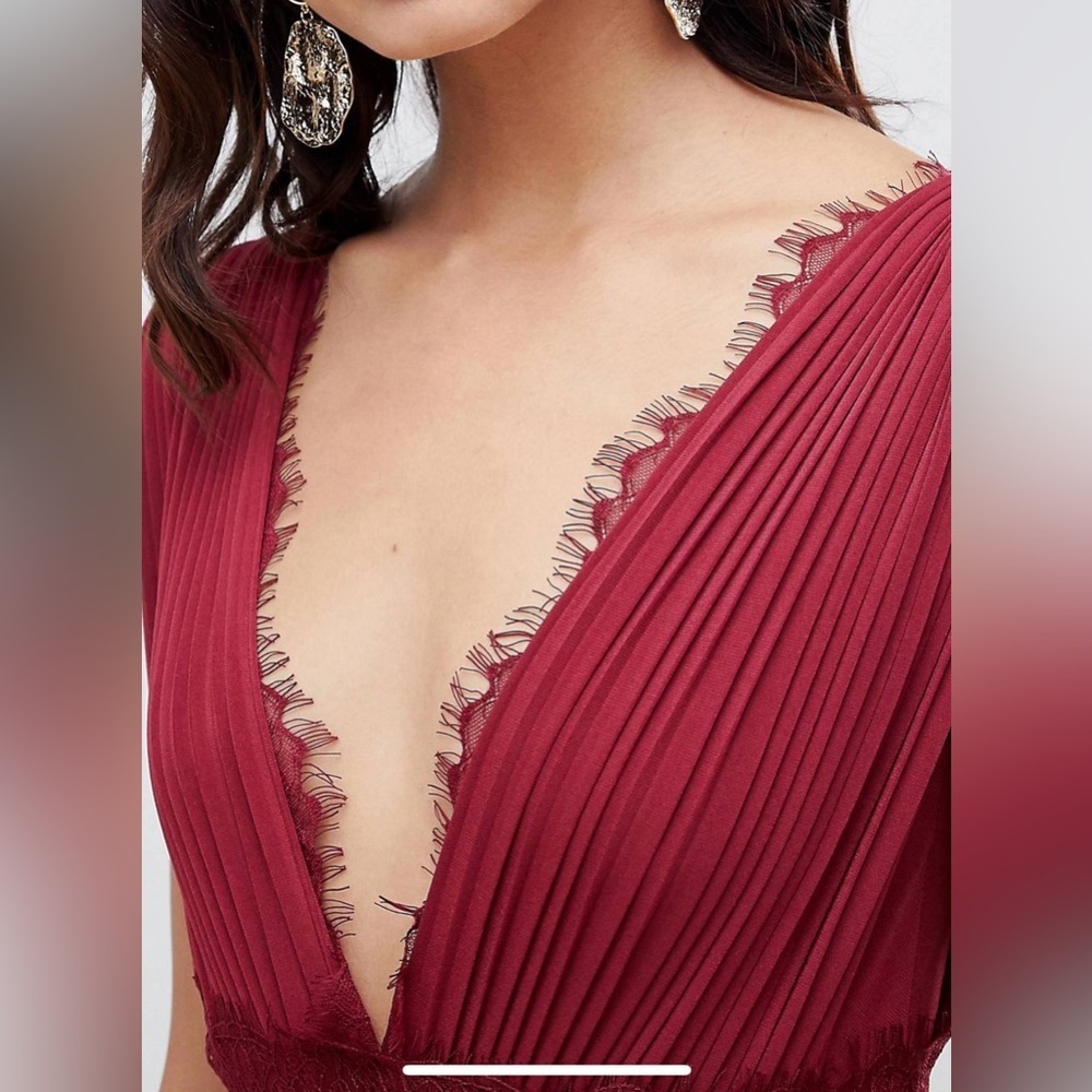 ASOS Burgundy Sleeveless Special Occasions Maxi Dress with Splits Size 8 - Picture 3 of 11